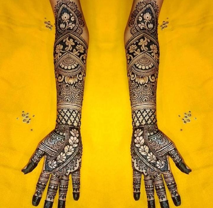 Bridal mehndi design for hands.