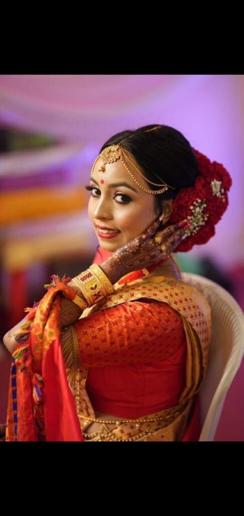 Bridal makeup done by Juli Choudhry in Guwahati.