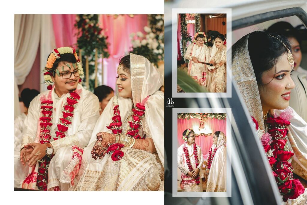 Collage of bride and groom.
