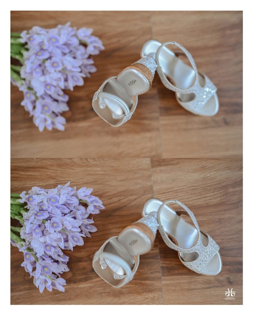 Sandals placed on the ground.