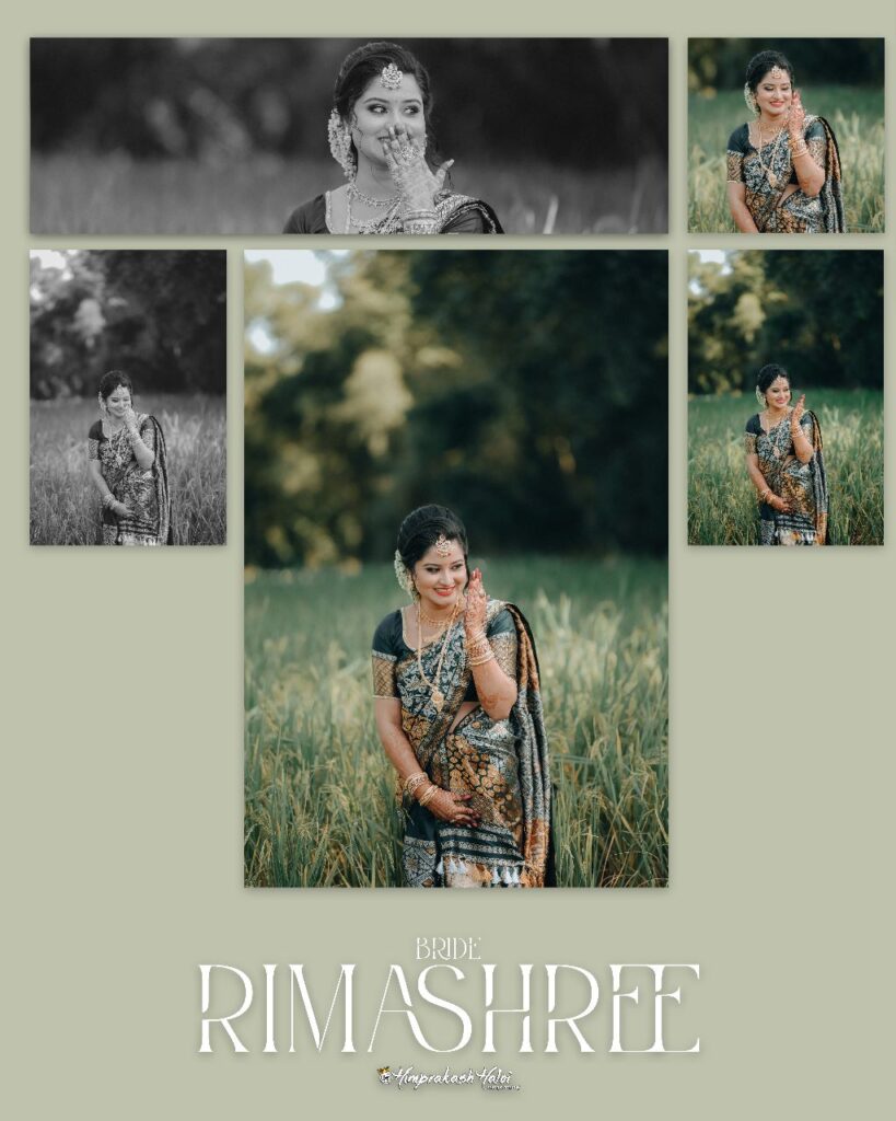 Photo collage of a happy bride.