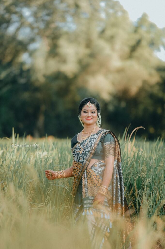 A bride striking a pose for a photo.