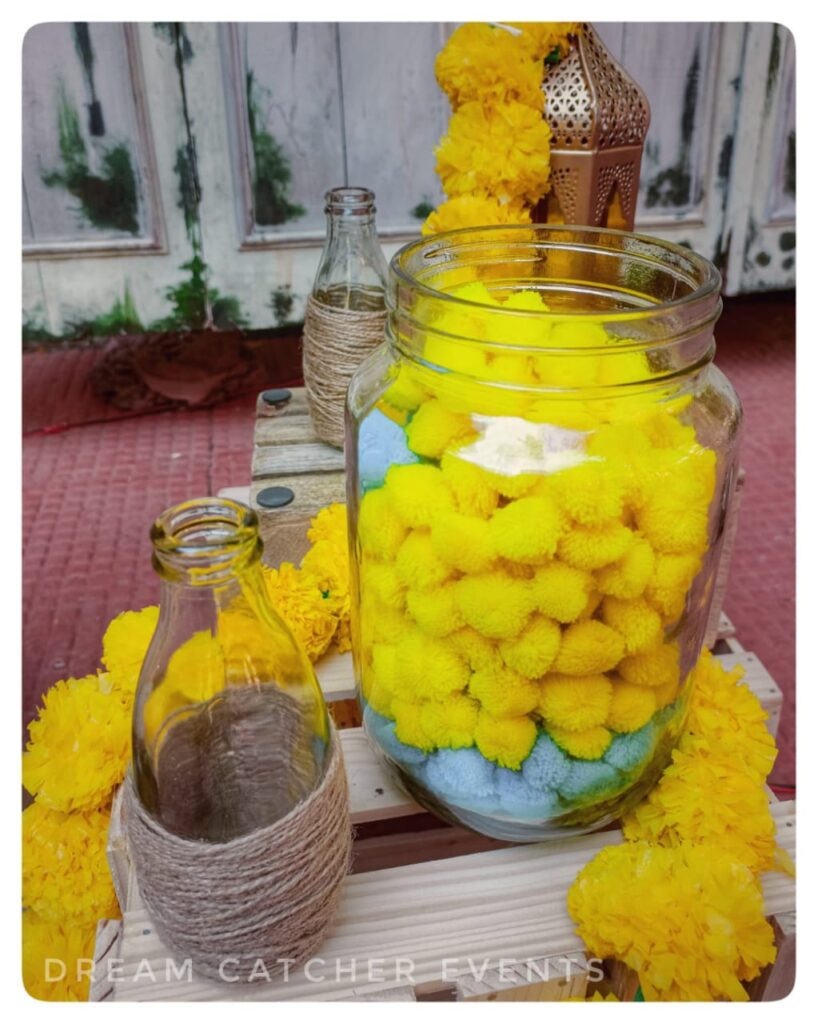 Yellow beautiful flowers in a jar