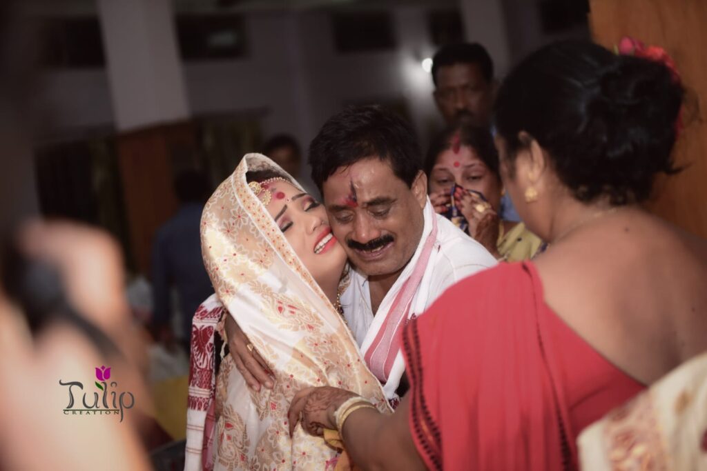 Emotional moment of bride with her father